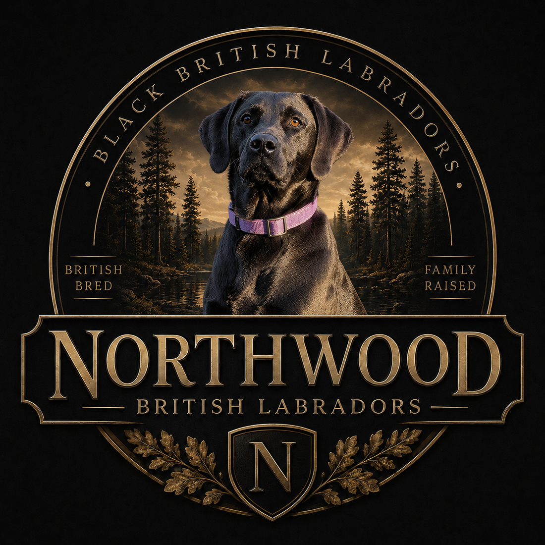 Northwood British Labradors crest logo with black Labrador